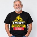 KOSZULKA MĘSKA CZARNA TSHIRT ŚMIESZNY PREZENT DLA EMERYTA HUMOR BAWEŁNA