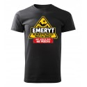 KOSZULKA MĘSKA CZARNA TSHIRT ŚMIESZNY PREZENT DLA EMERYTA HUMOR BAWEŁNA