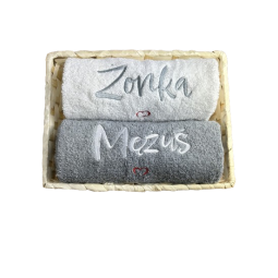 PREZENT NA ŚLUB WESELE  KOMPLET RĘCZNIKÓW HAFT 50X100CM GRUBE DLA PARY