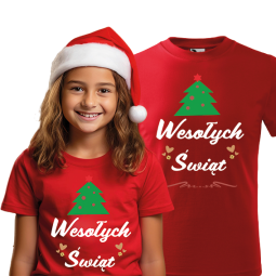 KOSZULKA DZIECIĘCA WESOŁYCH ŚWIĄT CZERWONA