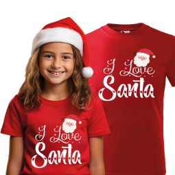 KOSZULKA DZIECIĘCA I LOVE SANTA CZERWONA