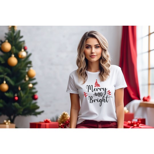 KOSZULKA DAMSKA MERRY AND BRIGHT CZERWONA