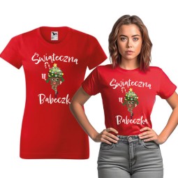 KOSZULKA DAMSKA ŚWIĄTECZNA BABECZKA CZERWONA