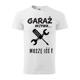 KOSZULKA MĘSKA GARAŻ WZYWA BIAŁA