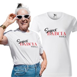 KOSZULKA SUPER BABCIA Z IMIENIEM BIAŁA