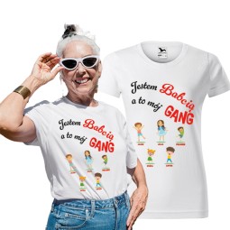 KOSZULKA DLA BABCI GANG WNUKÓW BIAŁA