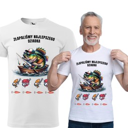 KOSZULKA DLA DZIADKA PERSONALIZOWANA NA PREZENT DZIEŃ DZIADKA WĘDKARZ BIAŁA