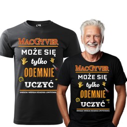 KOSZULKA DLA DZIADKA MACGYVER NA DZIEŃ DZIADKA NA PREZENT CZARNA