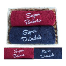 ZESTAW RĘCZNIKÓW DZIEŃ BABCI I DZIADKA KOMPLET HAFT 50X100CM