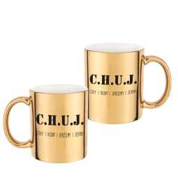 KUBKEK ZŁOTY Z HUMORYSYCZNYM NADRUKIEM