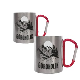 KUBEK METALOWY Z KARABIŃCZYKIEM GÓROHOLIK GÓRY KUBEK SREBRNY 300ml