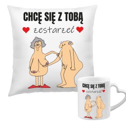 ZESTAW PODUSZKA KUBEK Z  HUMORYSTYCZNYM NADRUKIEM