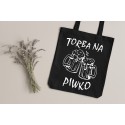 Torba Bawełniana Shopper Na Zakupy Z Nadrukiem Print Czarna Na Prezent