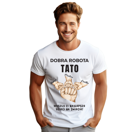 Koszulka Męska Dzień Taty Ojca Prezent Personalizowana T-shirt