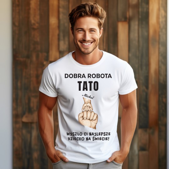 Koszulka Męska Dzień Taty Ojca Prezent Personalizowana T-shirt