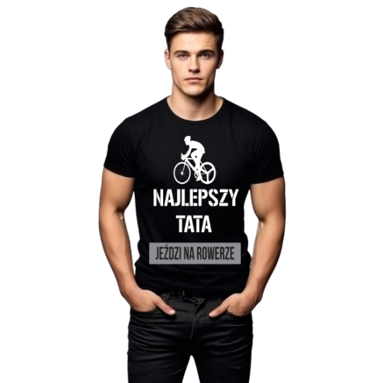 Koszulka Męska Dzień Taty Ojca Najlepszy Tata  Prezent  Rower T-shirt