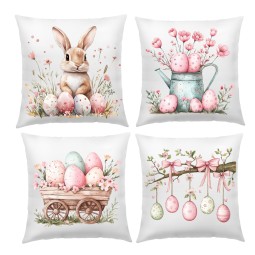 POSZEWKI NA PODUSZKĘ WIELKANOCNE 40X40cm KOLOROWE WIOSENNE 4 SZTUKI