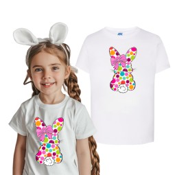 KOSZULKA DZIECIĘCA TSHIRT WIELKANOC BIAŁA DZIEWCZĘCA BAWEŁNIANA