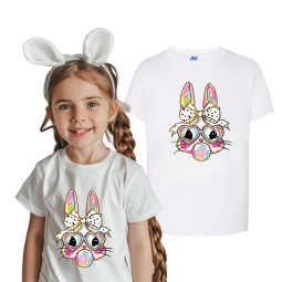 KOSZULKA DZIECIĘCA TSHIRT WIELKANOC BIAŁA DZIEWCZĘCA BAWEŁNIANA